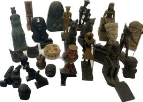 Selection of Egyptian ornaments to include heads, sphinx etc