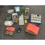 Selection of vintage and later tools includes draper value tap and dye set, soldering iron parts,