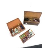 Two wooden boxes to include vintage and later costume jewellery