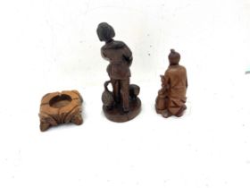 2 Vintage resin oriental figures tallest mesures approximately 15.5 inches tall