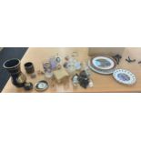 Selection of collectable items to include nautical glass decanter, Greek pottery, miniature items