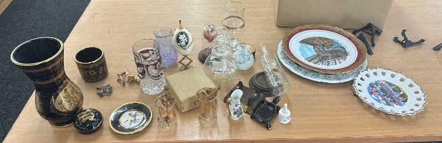 Selection of collectable items to include nautical glass decanter, Greek pottery, miniature items