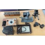 Selection of electrical/ scientific equipment includes universal avo meter, Electronic switchgear