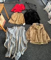 Selection of ladies vintage coats to include faux fur, leather etc various sizes