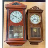 Two vintage two key hole wall hanging clocks a P.Watts and Sons and a Polaris- both with