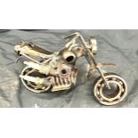 Hand made motor bike figure made from engine parts measures approx 7 inches tall by 11 inches long