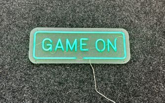 Neon beach light up "game on" green neon light, complete working order measures approximately 20