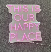 Neon beach light up "this is our happy place" pink neon light, complete working order measures