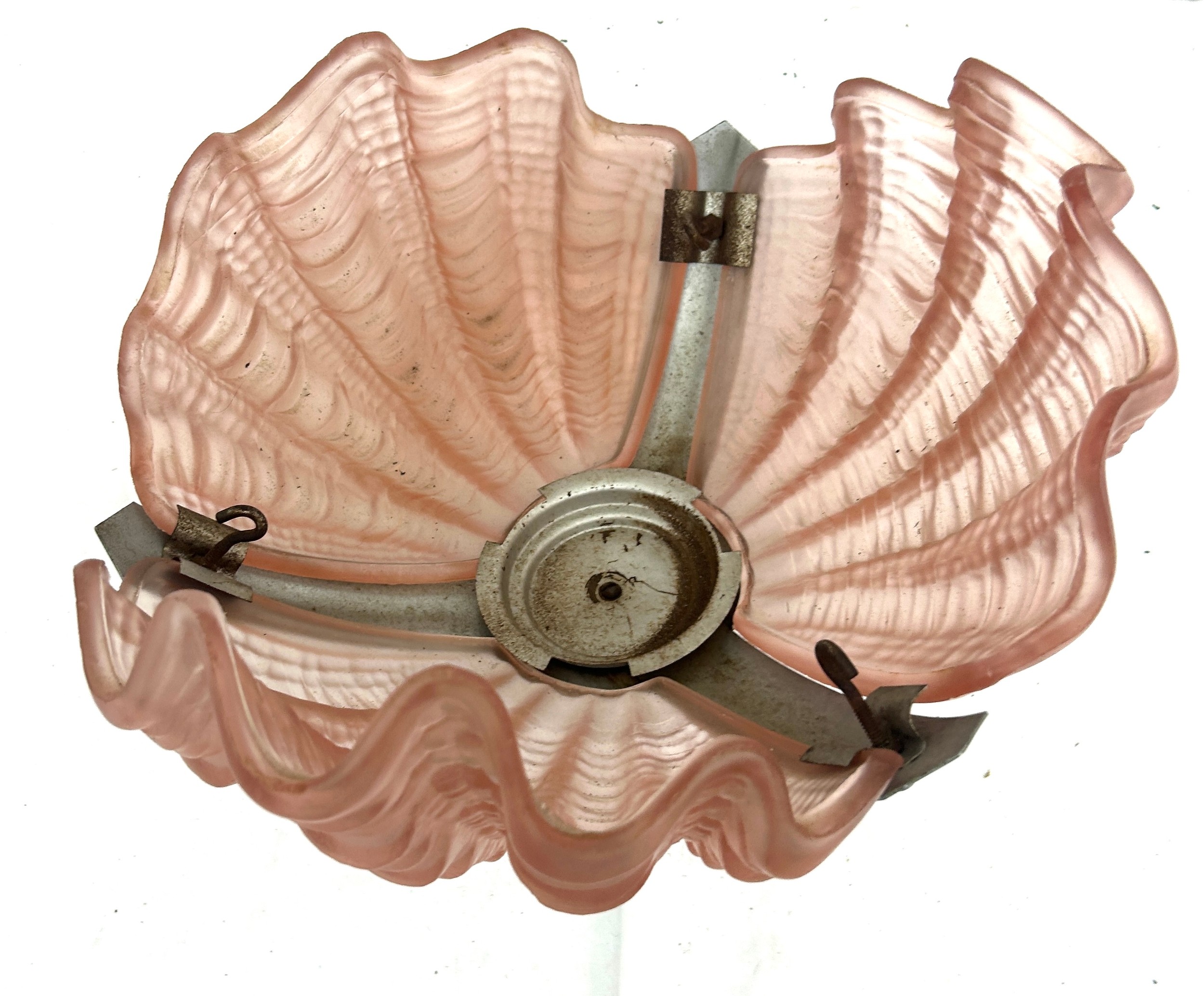 Art deco glass and metal ceiling light measures approx 14 inches diameter by 10 inches tall - Bild 2 aus 3