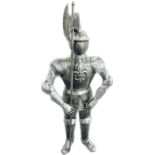 Metal knight figure, measures approximately 56 inches tall