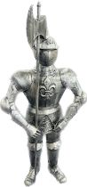 Metal knight figure, measures approximately 56 inches tall