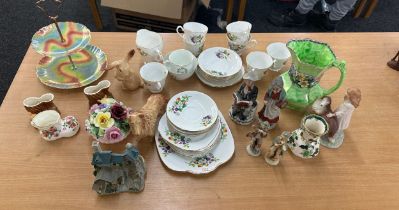 Selection of miscellaneous includes pottery, part tea service, jugs etc