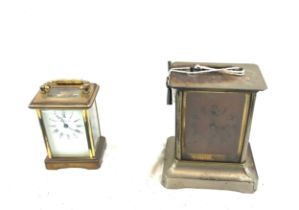 2 Vintage carriage clocks, one is musical Hienzle german clock, both untested