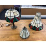 Tiffany style lamp and shade along with one other vintage lamp shade largest measures approx 16
