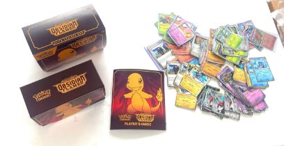 Large selection of approximately 500 Pokemon cards includes 54 reverse halo, 61 halos, 2023 obsidian
