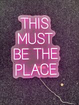 Neon beach light up "this must be the place" pink neon light, complete working order measures