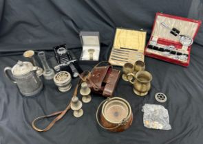 Selection of collectables includes Camera, metal ware, watches, cutlery etc