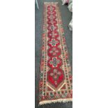 Large vintage hall way runner measures approx 192 inches long by 34.5 inches wide