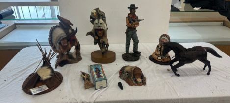 Selection of Red Indian and cow boy figures