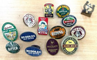 Selection of vintage pub beer labels to include Truman Bitter, Strongsmith etc