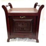 Vintage mahogany pull down magazine rack, measures approximately 22 inches wide 24 inches tall