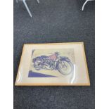 Large framed bike print measures approximately 14.5 inches by 28.5 inches