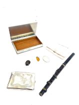 Selection of collectable items includes flute silver plated vesta case,