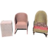 2 Lusty Lloyd loom bedroom chairs, laundry basket