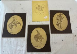 Three Frederic Sackrider Remington prints signed measures approx 12 inches long by 10 inches wide