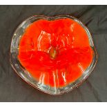 Vintage Murano glass poppy design bowl measures approximately 35cm wide 10 tall