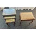 Vintage piano stool and mahogany Queen Anne nest of tables largest measures approx 21 inches wide by