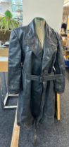 WW2 era mens military heavy leather mens officers jacket, size 52