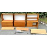 3 Mid century Teak Beaver and Tapley floating wall units each measures approximately Height 35