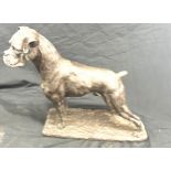 Signed resin dog figure of a Boxer measures approx 11 inches tall by 11 inches wide- signed W.Timyia