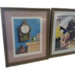 2 Framed abstract prints, one signed Deleuw, largest measures approximately Height 21 inches,