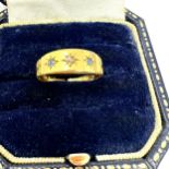 18ct Gold Diamond & Sapphire Band Ring (2.2g) shank spli