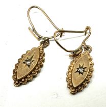 9ct Gold Vintage Diamond Drop Earrings (1.4g)