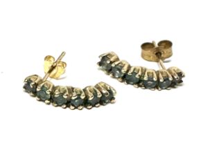 9ct Gold Drop Green Gemstone Earrings (1.8g)