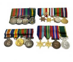 4x Mounted Miniature Medal Group Inc WW2 Malaya, Officers Territorial, 8th Army