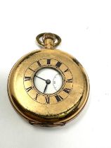 Antique gold plated half hunter pocket watch the watch is ticking