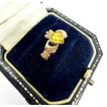 9ct Gold Yellow stone Claddagh Ring (1.6g)