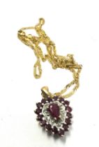 9ct Gold Ruby & Diamond Set Pendant Necklace (3.3g)