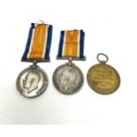 3 x WW1 Medals, War 2273 Pte Rigby LN Lancs, 57860 Gnr Rigby RA, Victory Dvr ASC