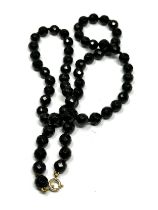 9ct Gold Clasp Facetted Black Obsidian Necklace (41.7g)