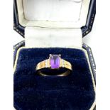 9ct Gold Amethyst & Diamond Dress Ring (2.1g)