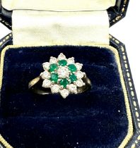 9t Gold White Gemstone & Green Agate Cluster Dress Ring (3.2g)