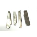 4 x Antique silver fruit & pen Knives