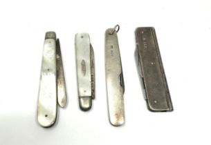 4 x Antique silver fruit & pen Knives