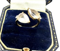 9ct Gold Morganiste & White Gemstone Wrap Around Dress Ring (2.4g)