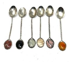 6 x . Silver & stone set teaspoons